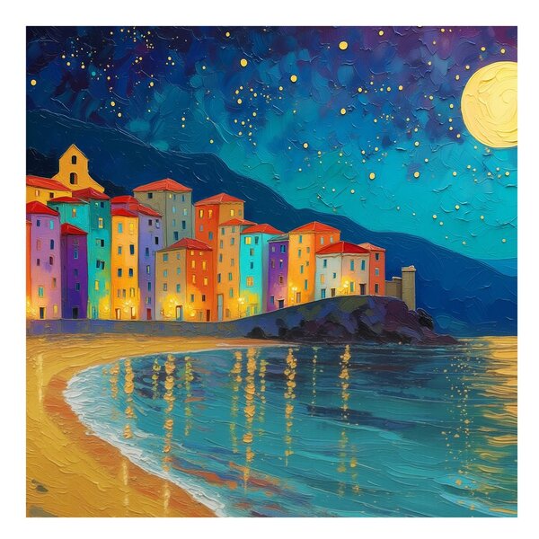 Quadro su tela – Case colorate sulla costa