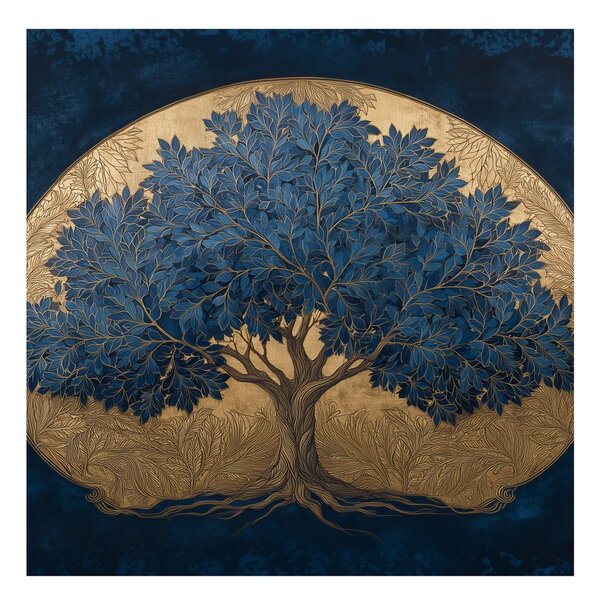 Quadro su tela – Albero della vita dorato in spazio blu