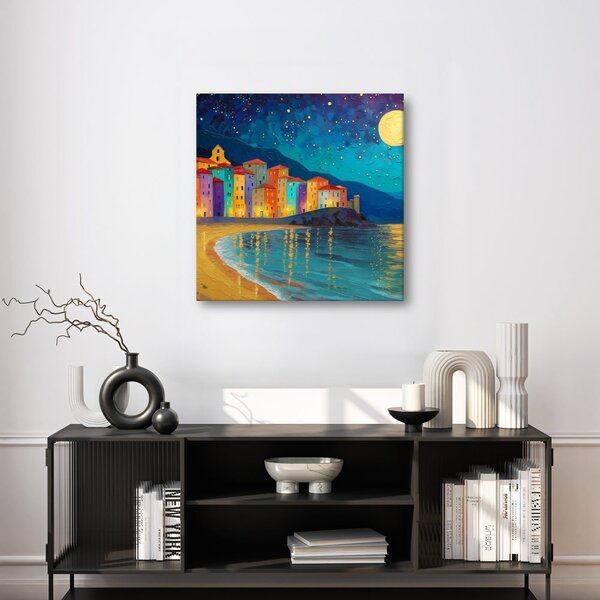 Quadro su tela – Case colorate sulla costa