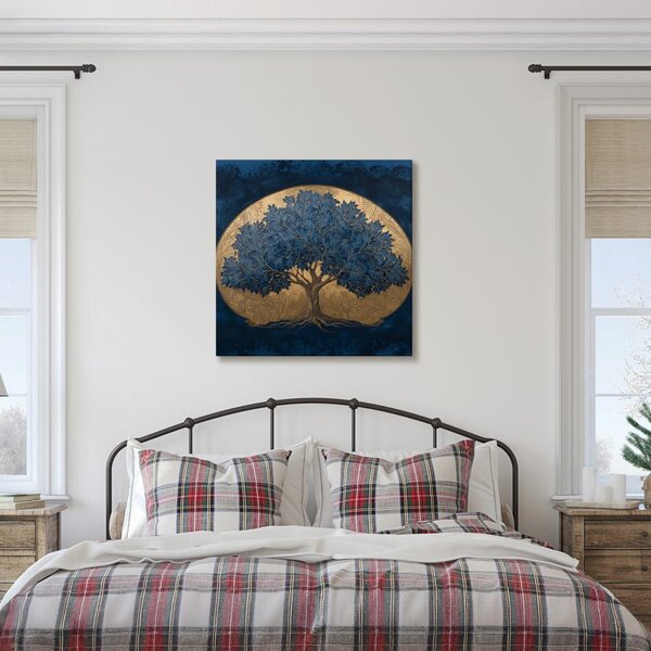 Quadro su tela – Albero della vita dorato in spazio blu