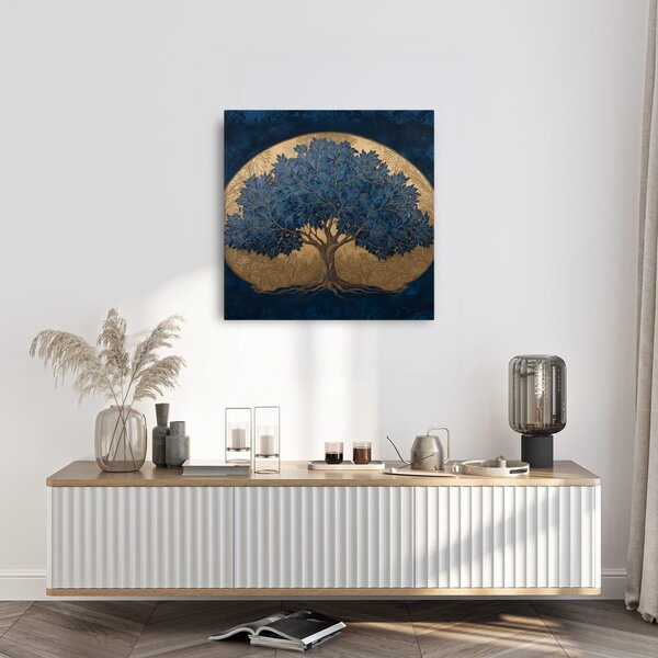 Quadro su tela – Albero della vita dorato in spazio blu