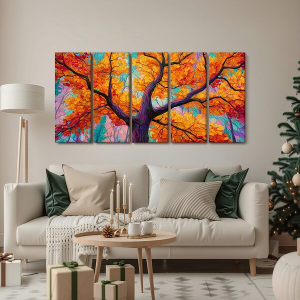 Quadri 5 pezzi – Albero della vita autunnale