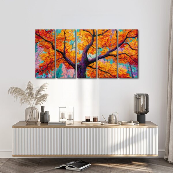 Quadri 5 pezzi – Albero della vita autunnale