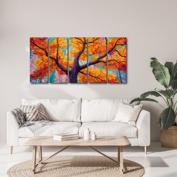 Quadri 5 pezzi – Albero della vita autunnale