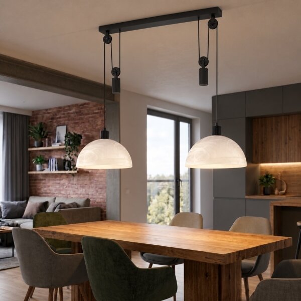BRILAGI - Lampadario LED a sospensione con cavo RETRO GLASS 2xE27/40W/230V nero/bianco