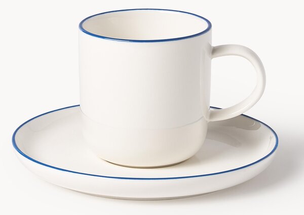 Tazze da caffè con piattino in porcellana Facile 2 pz