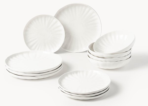 Servizio di piatti in porcellana con rilievo Sali, 4 persone (12 pz)