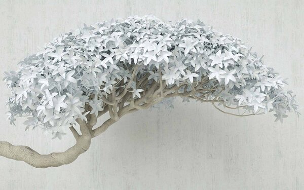 Carta da parati Albero bianco con foglie bianche, Carta da parati 3d, Carta da parati popolare, u42486 - Tapeko.it