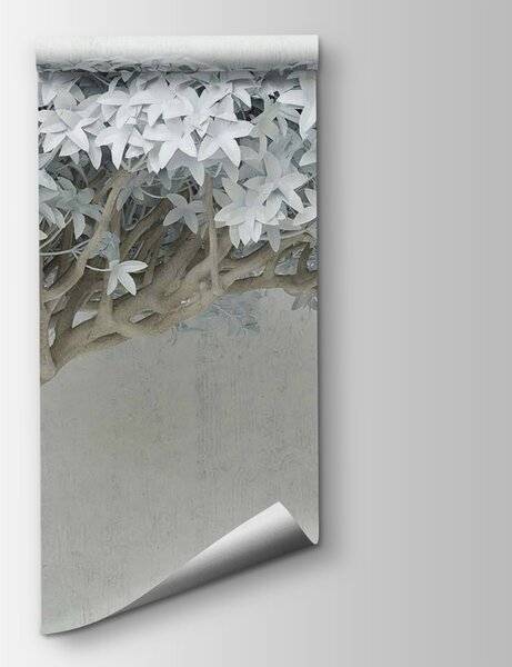 Carta da parati Albero bianco con foglie bianche, Carta da parati 3d, Carta da parati popolare, u42486 - Tapeko.it