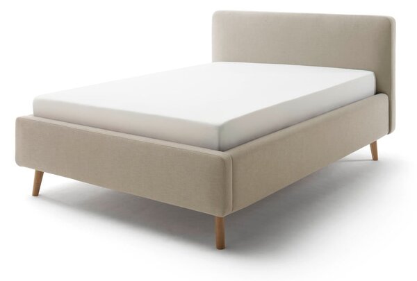 Letto matrimoniale imbottito grigio tortora con contenitore con rete inclusa 140x200 cm Mattis – Meise Möbel