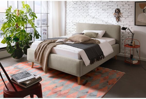 Letto matrimoniale imbottito grigio tortora con contenitore con rete inclusa 140x200 cm Mattis – Meise Möbel