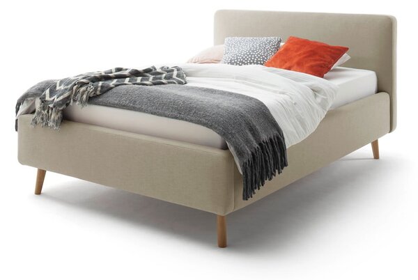 Letto matrimoniale imbottito grigio tortora con contenitore con rete inclusa 140x200 cm Mattis – Meise Möbel