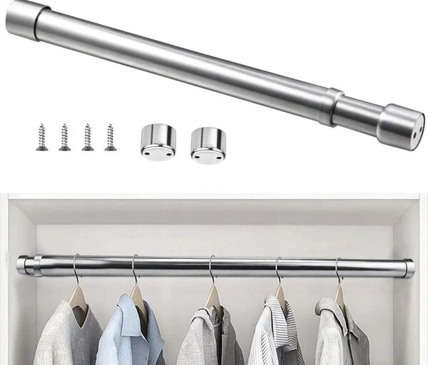 Tubo appendiabiti estensibile - Barra appendiabiti da incasso - Acciaio inossidabile - Estendibile - Versatile - Superficie lucida
