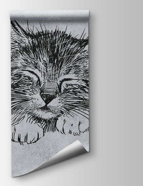 Carta da parati Disegno di un gatto, Carta da parati design, Carta da parati popolare, u43536 - Tapeko.it