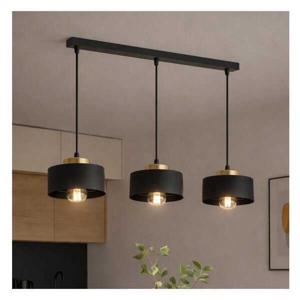 Brilagi - Lampadario a sospensione con cavo SPRING 3xE27/60W/230V nero/oro