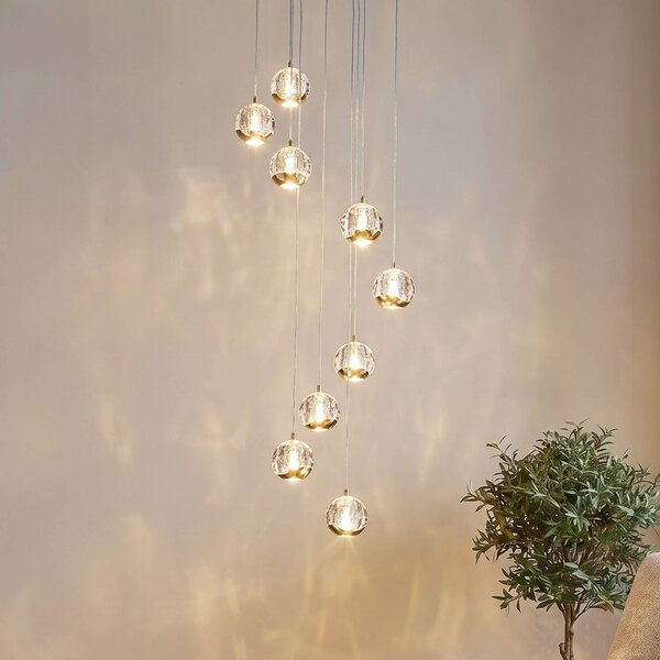 Lampada a sospensione in vetro Hayley Lucande, Ottone / Oro, Soggiorno / Sala da pranzo, Vetro, Design, Lampada a sospensione