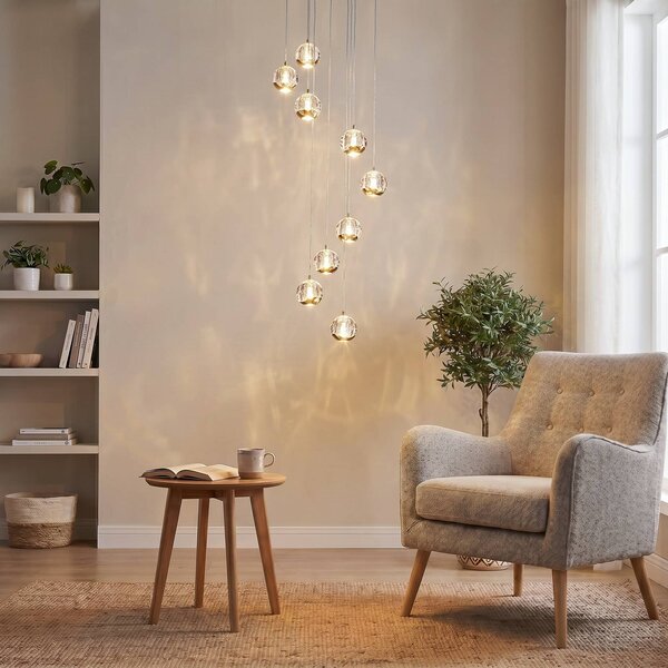 Lampada a sospensione in vetro Hayley Lucande, Ottone / Oro, Soggiorno / Sala da pranzo, Vetro, Design, Lampada a sospensione