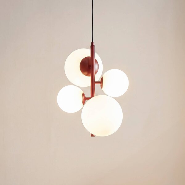 Lampada a sospensione in vetro Joel ALDEX, dimmerabile, Rosso, Soggiorno / Sala da pranzo, Metallo, Moderno, Lampada a sospensione