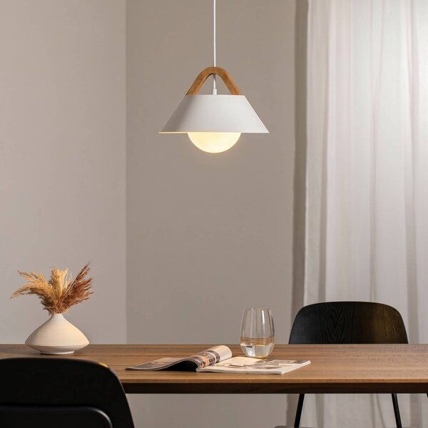 Lampada a sospensione Funda Luminex, dimmerabile, Bianco / Opale, Soggiorno / Sala da pranzo, Metallo, Moderno, Lampada a sospensione