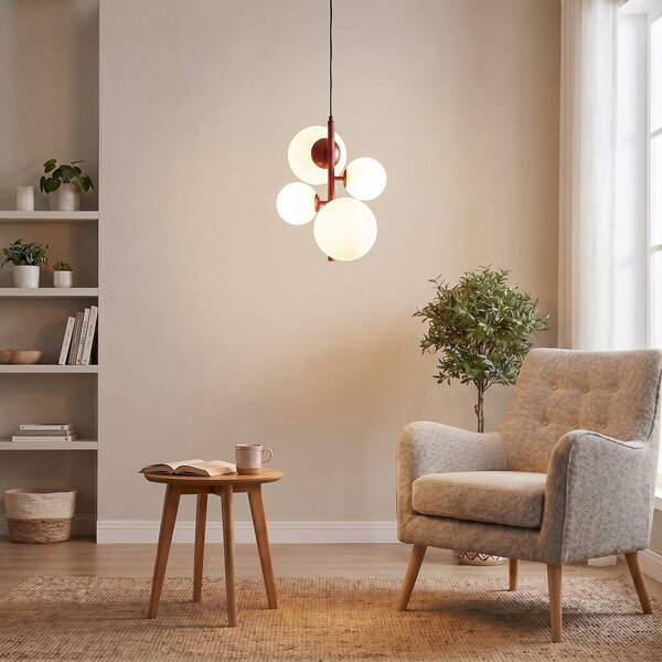 Lampada a sospensione in vetro Joel ALDEX, dimmerabile, Rosso, Soggiorno / Sala da pranzo, Metallo, Moderno, Lampada a sospensione