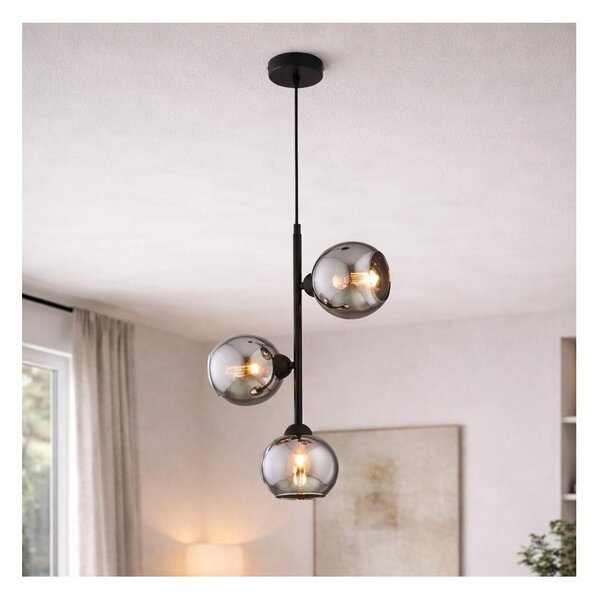 Brilagi - Lampadario a sospensione con cavo DIOR 3xE27/60W/230V nero/grigio fumé