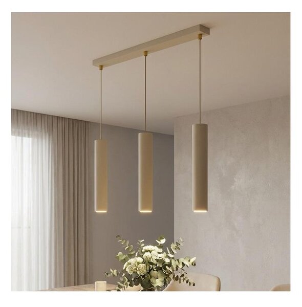 Brilagi - Lampadario sospeso su cavo TUBE 3xGU10/15W/230V beige/oro