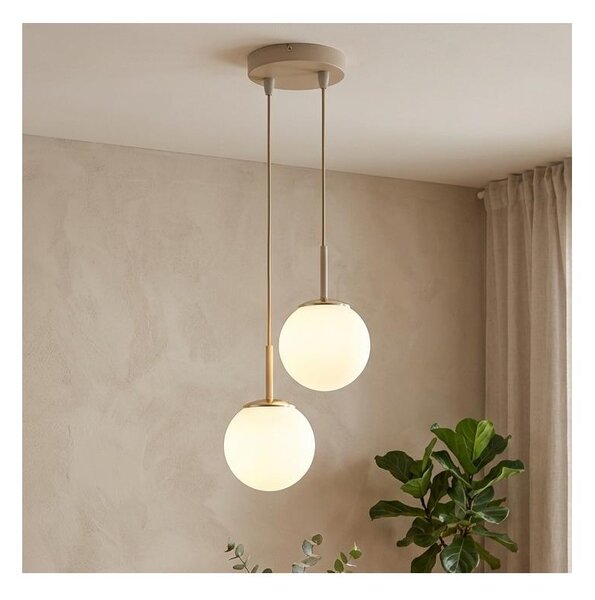 Brilagi - Lampadario a sospensione con cavo MILO ECRU 2xE27/60W/230V beige/oro