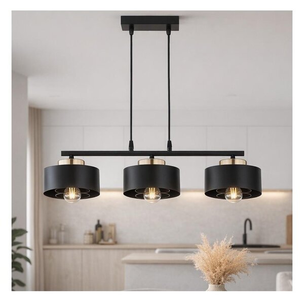 Brilagi - Lampadario a sospensione con cavo SPRING 3xE27/60W/230V nero/oro