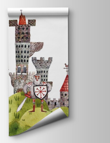 Carta da parati Acquerello di un castello, Carta da parati per Bambini, Carta da parati popolare, u46284 - Tapeko.it