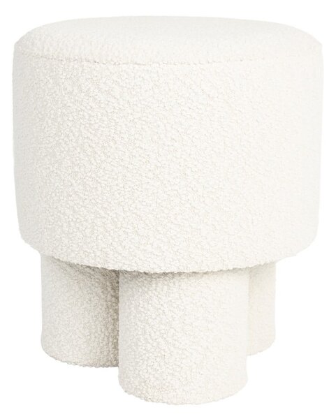 Poggiapiedi bianco con rivestimento in bouclé Marcos – White Label