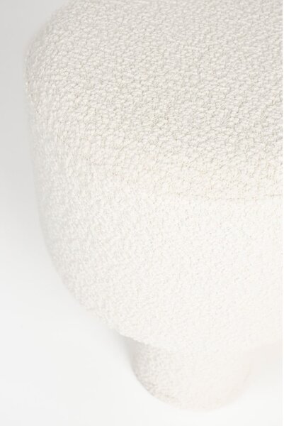Poggiapiedi bianco con rivestimento in bouclé Marcos – White Label