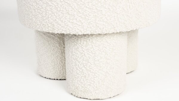 Poggiapiedi bianco con rivestimento in bouclé Marcos – White Label
