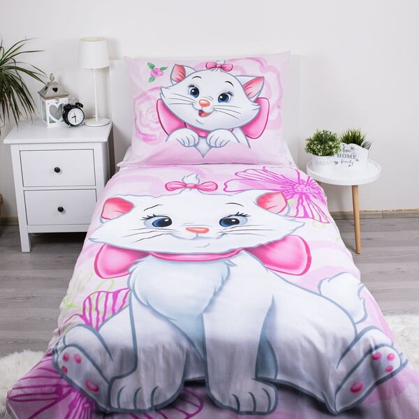 Set copripiumino e federa da bambini rosa in cotone per letto singolo 140x200 cm Marie Cat "Pink" – Jerry Fabrics