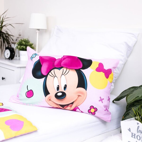 Set copripiumino e federa da bambini rosa in cotone per culla 100x135 cm Minnie "Sweet" – Jerry Fabrics