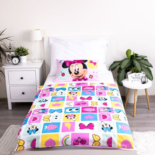 Set copripiumino e federa da bambini rosa in cotone per culla 100x135 cm Minnie "Sweet" – Jerry Fabrics