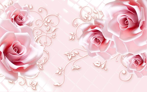 Carta da parati Rose delicate su uno sfondo morbido, Carta da parati Rose, Carta da parati popolare, u47279 - Tapeko.it