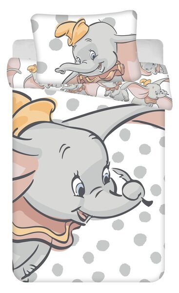 Set copripiumino e federa da bambini bianco/grigio in cotone per culla 100x135 cm Dumbo "Dots" – Jerry Fabrics