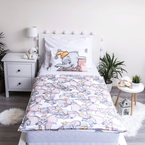 Set copripiumino e federa da bambini bianco/grigio in cotone per culla 100x135 cm Dumbo "Dots" – Jerry Fabrics