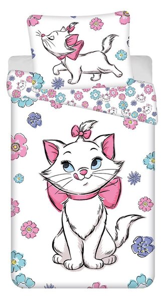 Set copripiumino e federa da bambini bianco in cotone per letto singolo 140x200 cm Marie Cat "Floral" – Jerry Fabrics