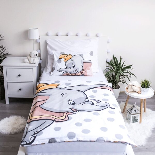 Set copripiumino e federa da bambini bianco/grigio in cotone per culla 100x135 cm Dumbo "Dots" – Jerry Fabrics