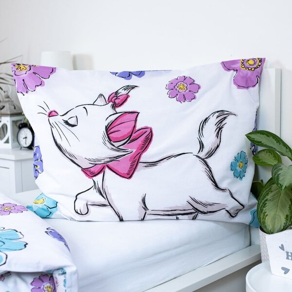 Set copripiumino e federa da bambini bianco in cotone per letto singolo 140x200 cm Marie Cat "Floral" – Jerry Fabrics