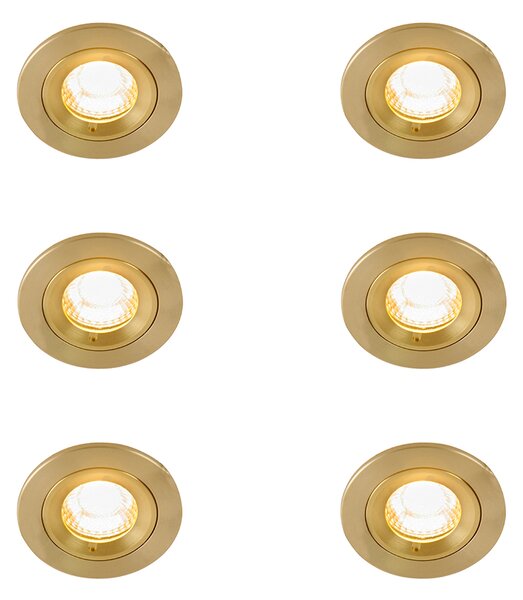 Set di 6 faretti da incasso moderni oro rotondi IP44 - Xena