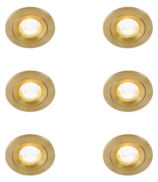 Set di 6 faretti da incasso moderni oro rotondi IP44 - Xena