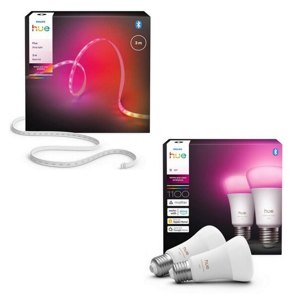 Philips - Striscia LED RGBW dimmerabile Hue FLUX 3 m LED/12 W/230 V + 2x lampadina smart E27/8,1 W