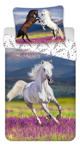 Set copripiumino e federa da bambini in cotone per letto singolo 140x200 cm Horse "Meadow" – Jerry Fabrics