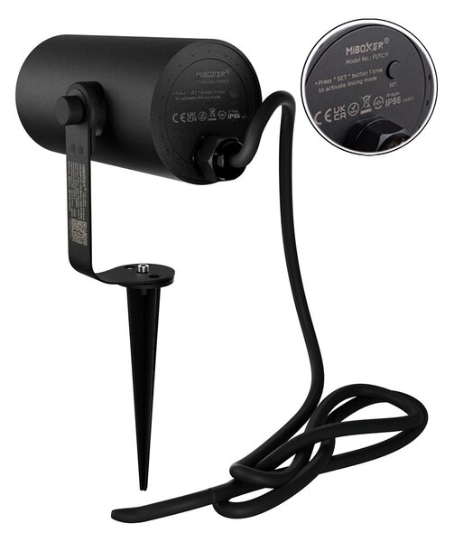 Faretto da Giardino 12W RGB+CCT IP66 con Picchetto Dimmerabile Colore RGB+CCT