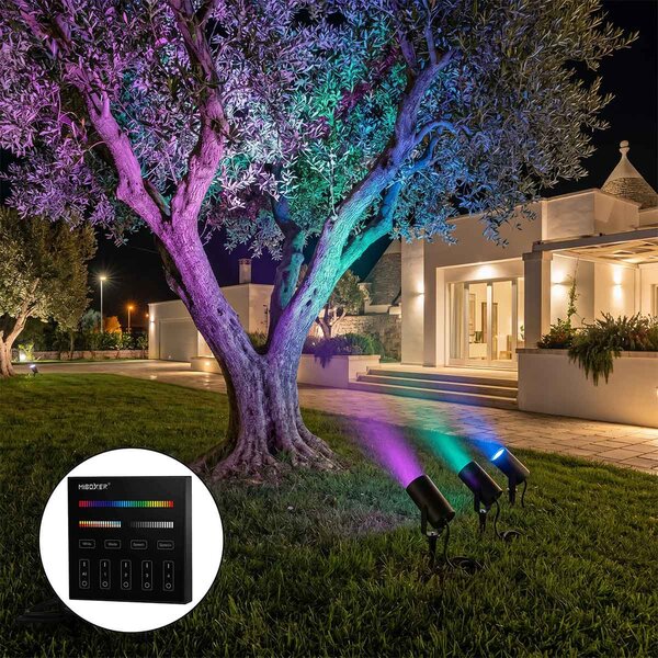 Faretto da Giardino 12W RGB+CCT IP66 con Picchetto Dimmerabile Colore RGB+CCT