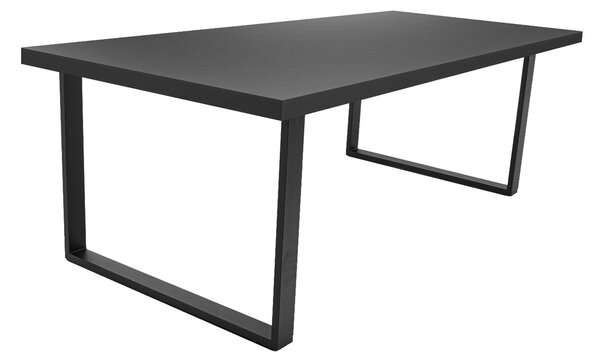 Tavolo da pranzo 220x100cm in legno e metallo con piedi squadrati e ripiano in colore legno nero