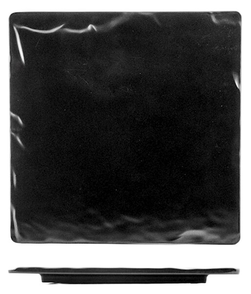 Piatto quadro Decoro Ardesia in melamina nera cm 41x41