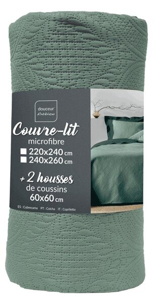 Set con copriletto e federa verde in microfibra 220x240 cm Romane – douceur d'intérieur